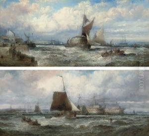 A Fresh Breeze, Old Hulks In The Hamoaze by William A. Thornley or Thornbery