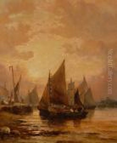 Fishing Harbour Scene At Sunset - view 1