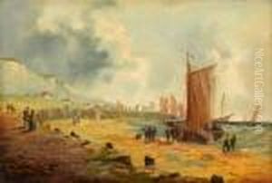 Coastal Scene With Boats by William A. Thornley or Thornbery
