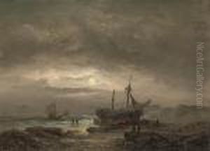 Fishermen On The Beach, By Moonlight Fishermen On The Beach, By Moonlight