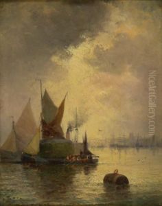 Sailing Barges On The River Medway Near Rochester