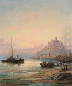 Vessels In The Shallows Before St Michael's Mount