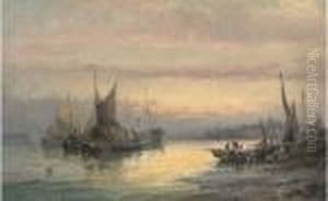 Unloading The Day's Catch At Dusk