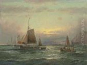 On The Medway At Dusk by William A. Thornley or Thornbery