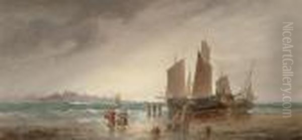 Coastal Scene With Fisherfolk - view 1