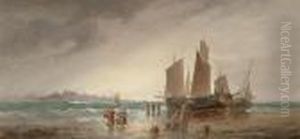 Coastal Scene With Fisherfolk by William A. Thornley or Thornbery