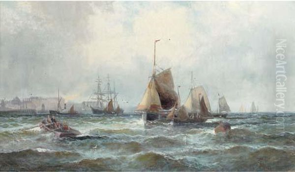 Shipping In The Channel Off The 
South Coast (illustrated); Andcrowded Waters Off The Harbour Mouth - view 1