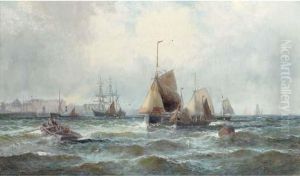 Shipping In The Channel Off The
South Coast (illustrated); Andcrowded Waters Off The Harbour Mouth by William A. Thornley or Thornbery
