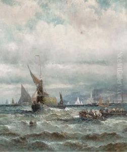 Haybarges And Other Shipping Off Ramsgate by William A. Thornley or Thornbery