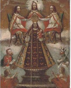The Virgin Enthroned by Spanish Colonial School