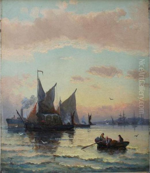 Hay Barge And Other Craft At Eventide - view 1