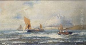 Bateaux Pres De Mounts Bay En Cornouailles by William Georges Thornley