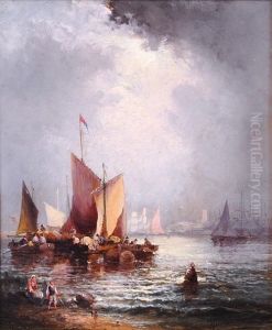 Unloading The Cargo Under Moonlight by William Georges Thornley