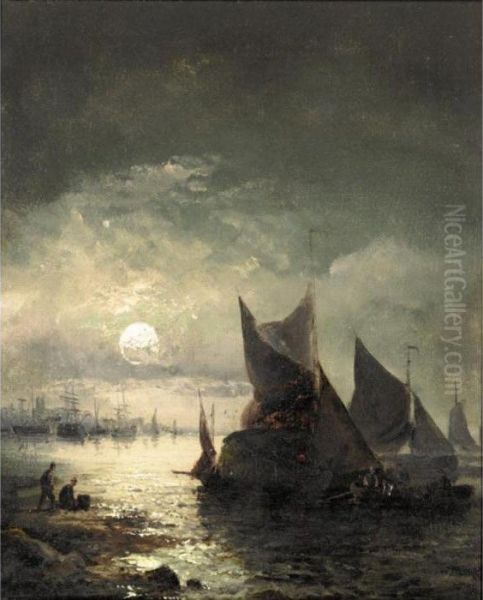Boats In Moonlight - view 1