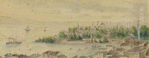 Shipping off a coastal port; and Rowing home by Turkish School