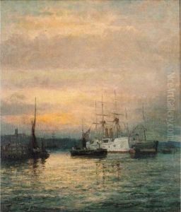 U.s.s. Chicago Off Gravesend by William Georges Thornley