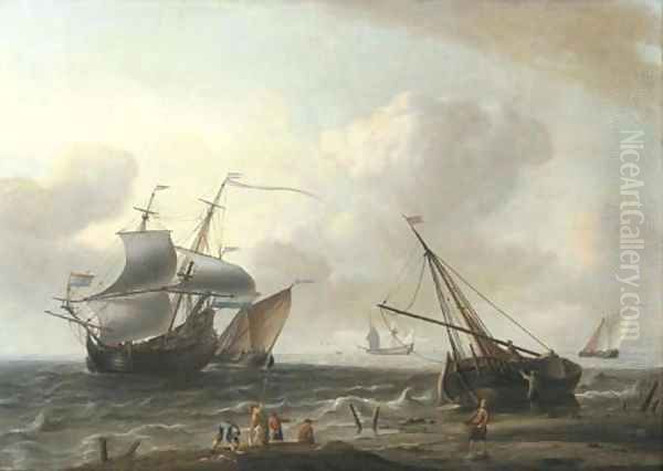 Sailing ships off the coast - view 1