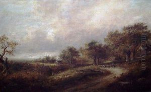 Shepherd And Flock On Country Road