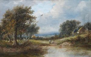 Figures And Sheep In A Landscape;