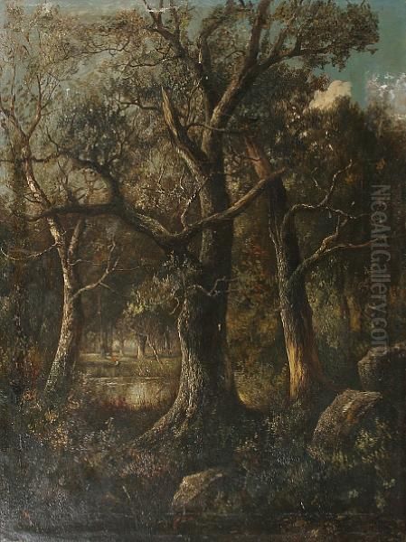 Figure By A Woodland Pool - view 1
