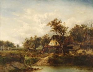 Children Playing By Acottage