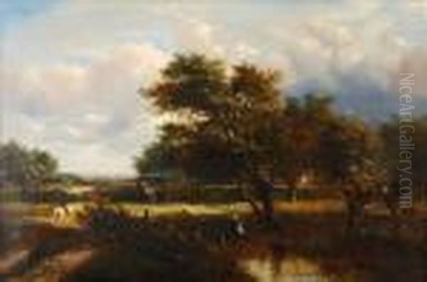 Boys Fishing By Apond - view 1
