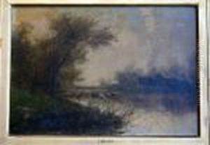 British
River View, With Cattle In The Water by Joseph Thors