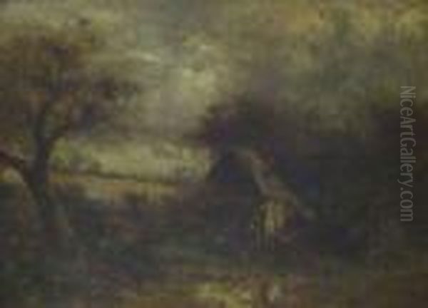 Country Scene With Barn And Harvest Field To Distance - view 1