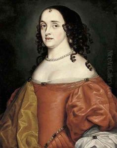 Portrait of a lady, bust-length, in a red dress with a gold wrap Portrait of a lady, bust-length, in a red dress with a gold wrap