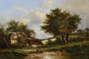 Children Fishing In A Pond Children Fishing In A Pond
