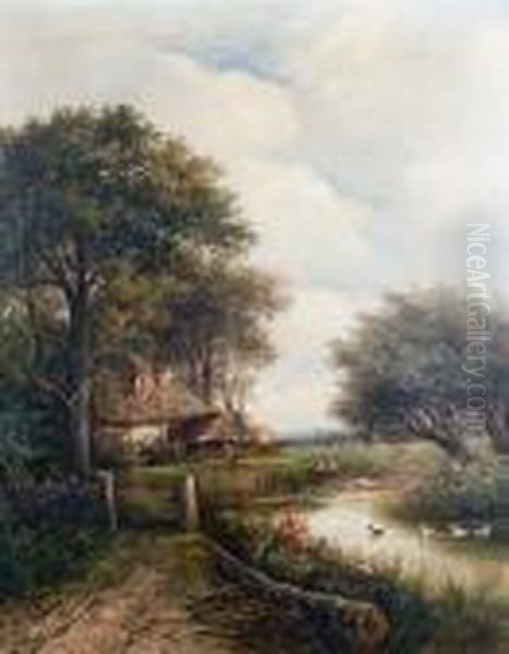 A Cottage Beside A River; A Woodland River - view 1