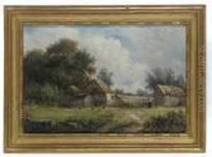 A Figure And Chickens In The Garden; And Boating On The River