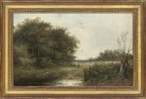 A Herder Approaching A Lily Pond; And Feeding The Chickens by Joseph Thors