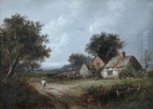 A Walker On A Track Passing A Cottage With Chickens