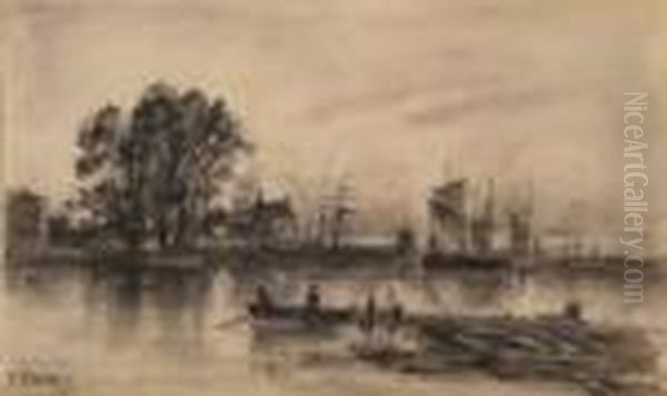 An Estuary Scene With Figures In A Rowing Boat - view 1