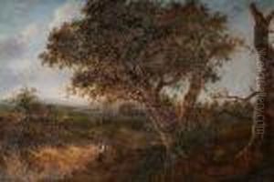 A Wooded Landscape With Figure On Apath by Joseph Thors