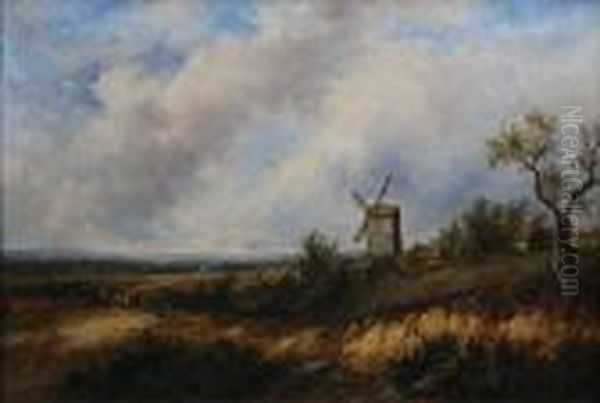 Figures Near A Windmill In An Extensive Landscape - view 1
