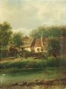 Farmstead In A Summery Landscape At A River