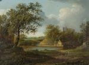 A Rural River Landscape by Joseph Thors