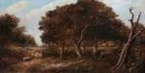 Figure And Sheep In A Wooded Landscape Figure And Sheep In A Wooded Landscape