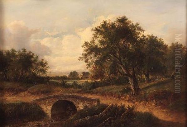 Landscape With Bridge Over River And Figuresand Cottage - view 1