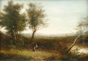 Figures In Awooded Landscape by Joseph Thors