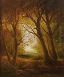 Wooded Landscape With Figures by Joseph Thors