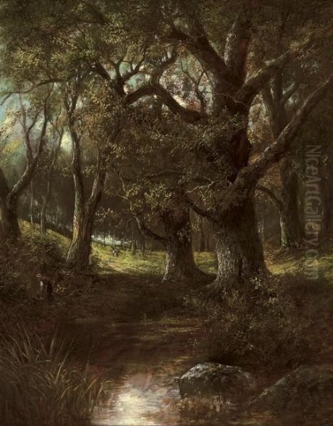 A Figure In A Wooded Landscape - view 1
