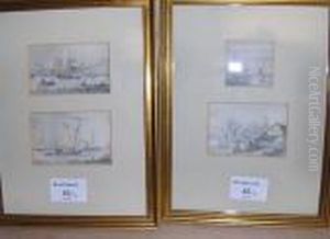 Four Miniature Landscape And Seascape Sketches, One 1859