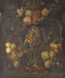 The Madonna and Child in a cartouche decorated