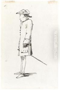 Caricature Of A Standing Man Wearing A Tricorn And A Sword, Seen In Profile
