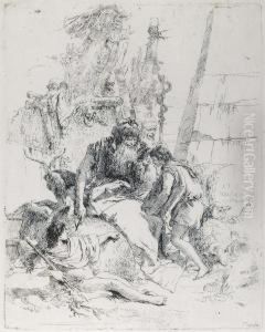 Two Magicians And Two Boys, From: Scherzi Di Fantasia by Giovanni Battista Tiepolo