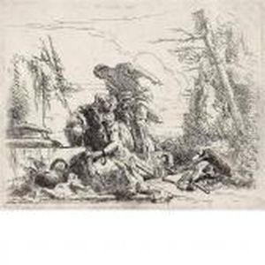 Woman With Her Arms In Chains And Four Other Figures by Giovanni Battista Tiepolo