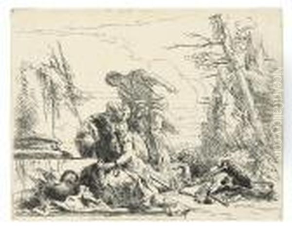 A Woman With Her Arms In Chains And Four Other Figures, From: Capricci - view 1